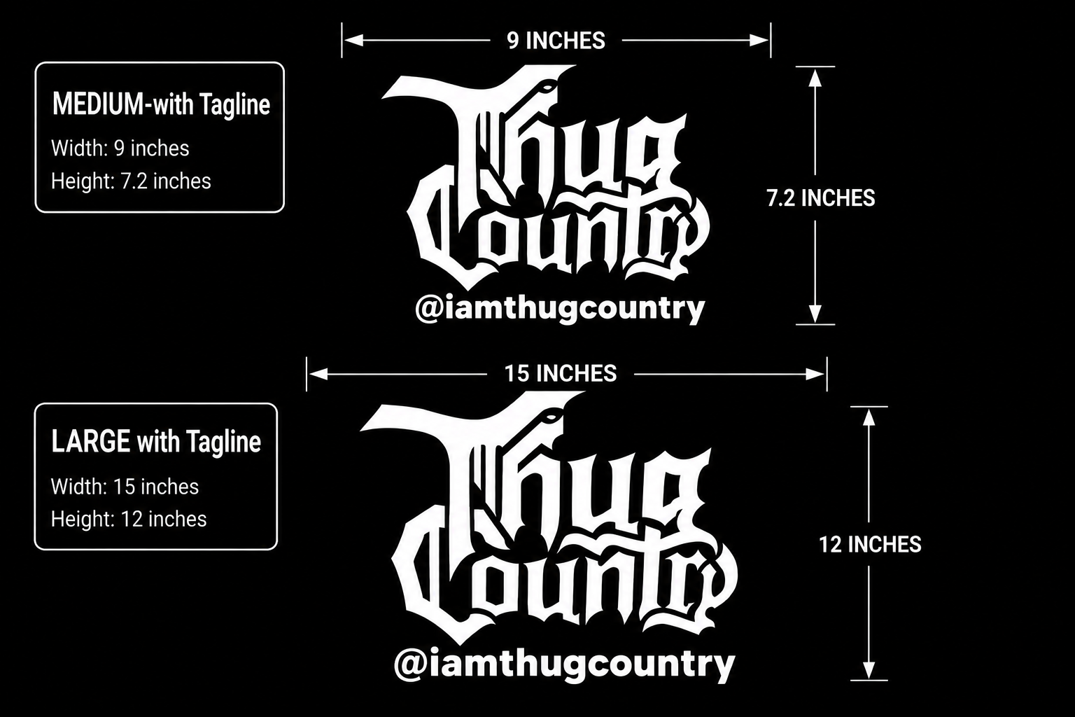 Thug Country Weatherproof Vinyl Decals (Various Sizes)