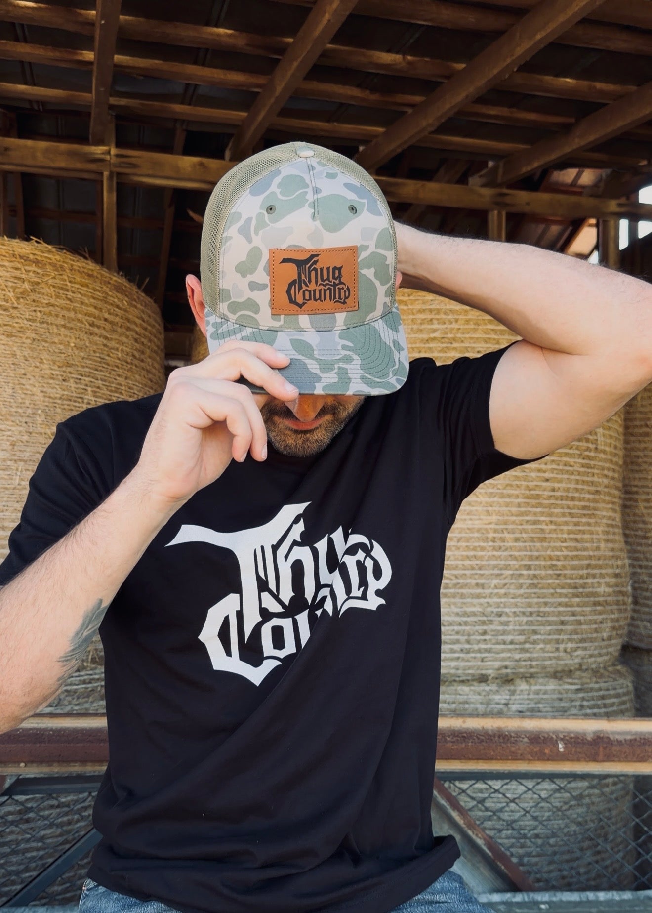 Camo Thug Country Hat – Leather Patch