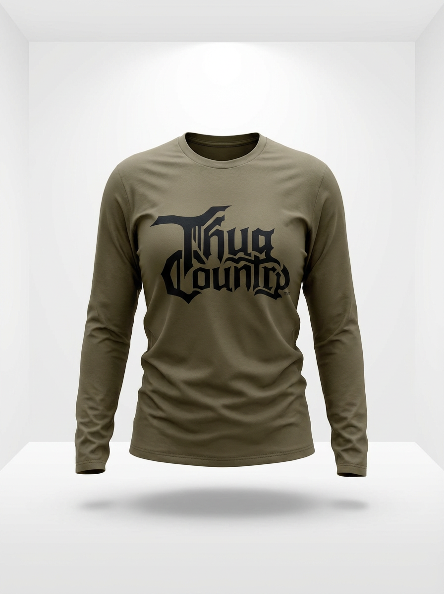 Long Sleeve Classic Tee - Olive Green/Black Logo