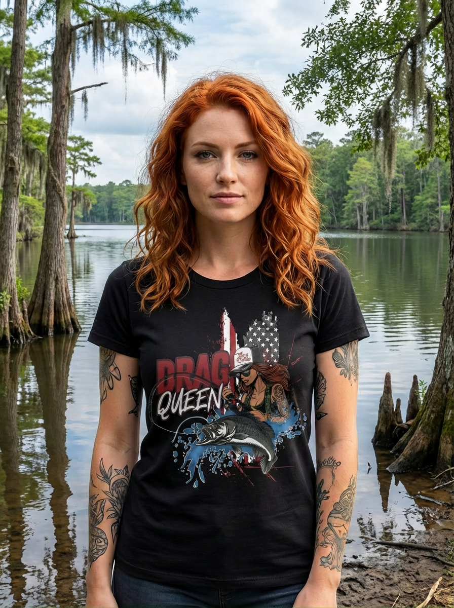 Drag Queen Fishing Tee – Patriotic &amp; Bold