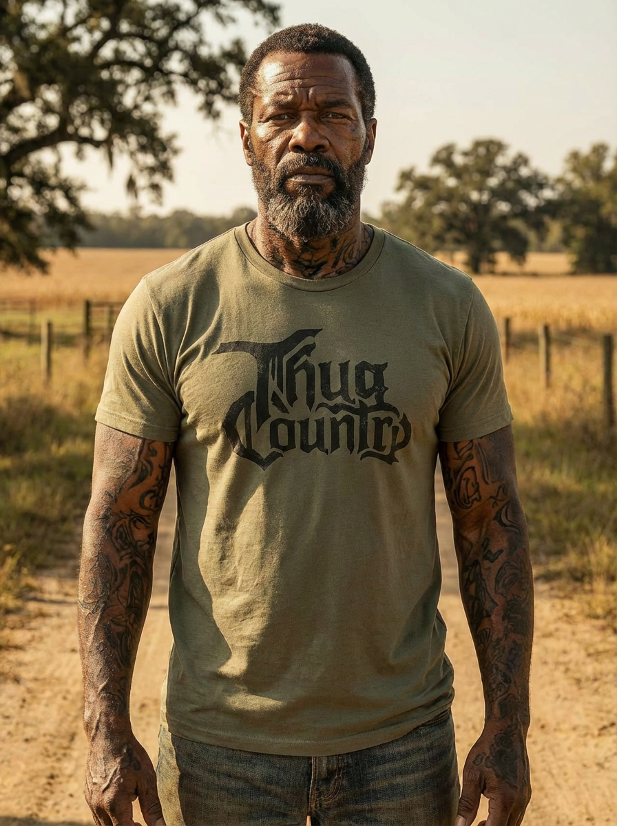 Thug Country Logo Tee – Olive & Black Edition