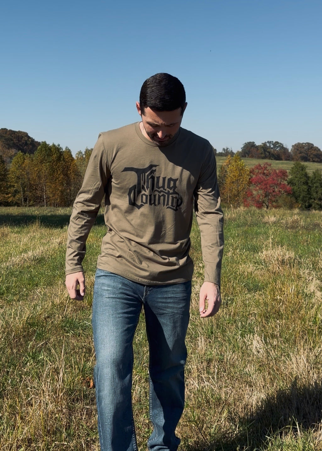 Long Sleeve Classic Tee - Olive Green/Black Logo