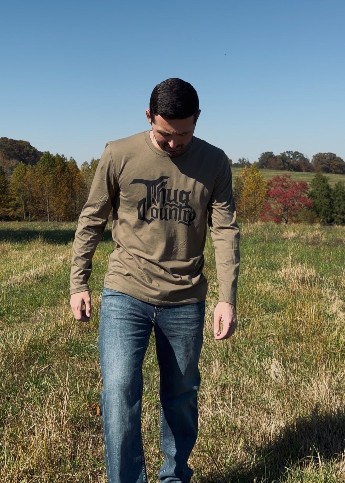 Long Sleeve Classic Tee - Olive Green/Black Logo