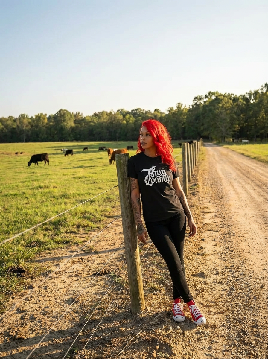 Thug Country Logo Tee – Black with White Edition