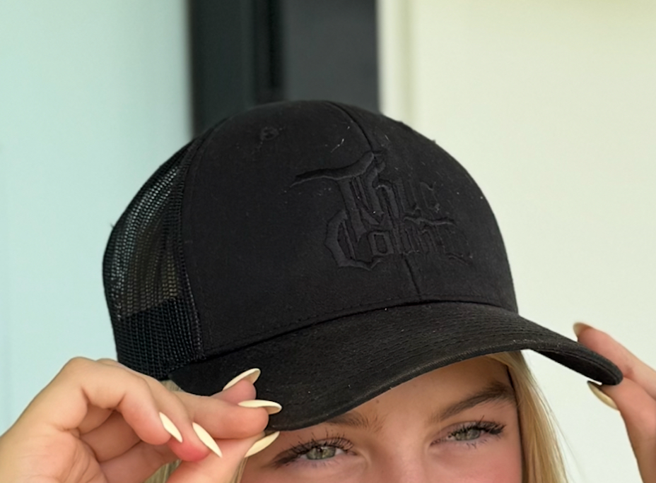Thug Country Stealth Logo Trucker Hat – Black on Black