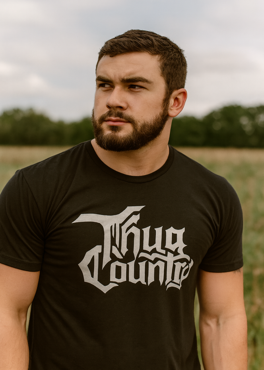 Thug Country Logo Tee – Black with White Print